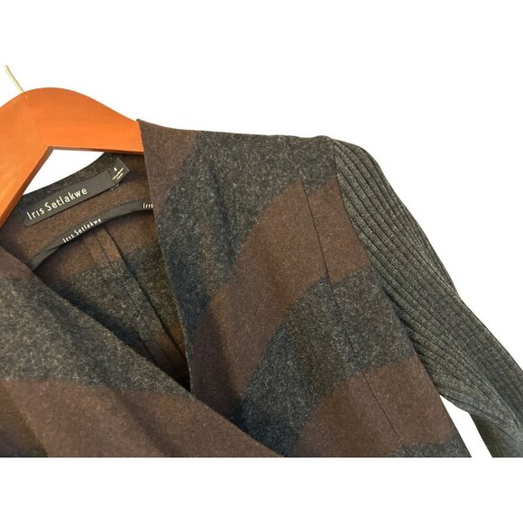Iris Setlakwe Womens Striped Wool & Knit Cardigan Jacket Size 4 Made In Canada - Picture 3 of 7